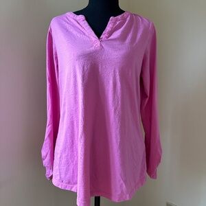 *CHARTER CLUB* Pink V-Neck Long Sleeve Shirt Size Medium